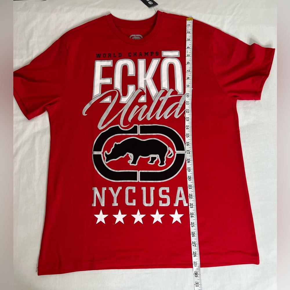 eckounltd men’s Red T Shirt crew neck Short Sleeve Size Large - Picture 5 of 6